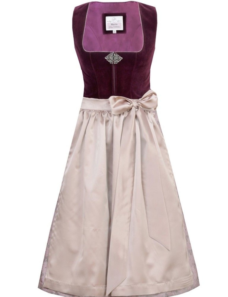 Damen MarJo Dirndl | Marjo Trachten Samt Dirndl "Sabine" 594368 | Rosegarden - 68Cm