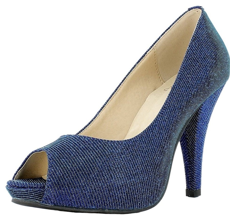 Damen Andrea Conti Pumps | Glitzer Peeptoe Damen Schuhe - Blau