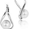 Schmuck LUISIA® | Luisia® Geschwungene Ohrringe "Liora" Mit Perle Von Swarovski® - Silber / White Pearl