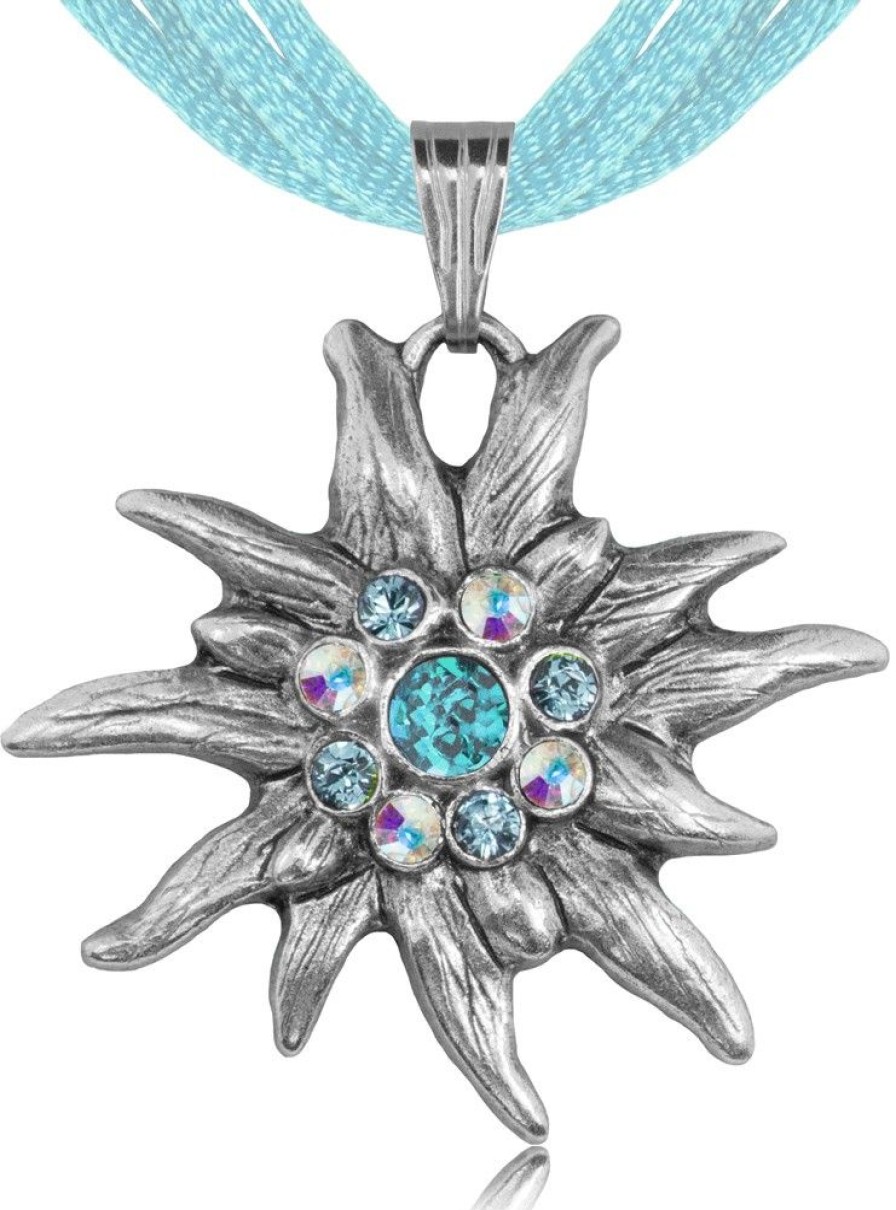 Schmuck P.S. Schuhmacher | Edelweis Halskette Mit Kristallen Von Swarovski® - Hellblau