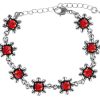 Schmuck Trachtenland | Silbernes Strass Armband Mit Bluten - Rot