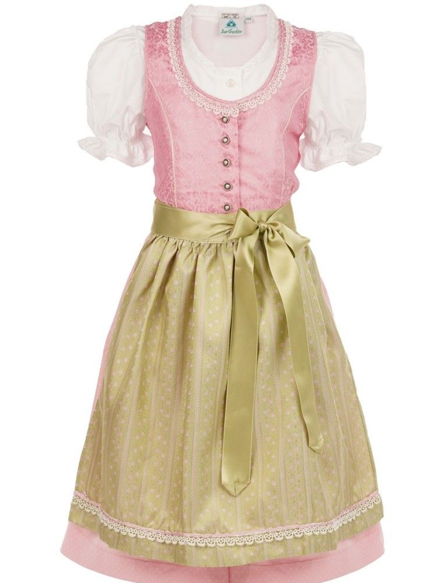 Madchen Isar-Trachten Dirndl | Isar-Trachten Kinder Dirndl "Prinzess" 3-Tlg. Mit Bluse 43102 | Festlich - Rosa Grun