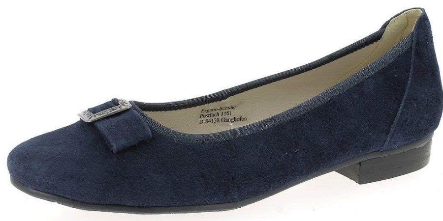 Damen Hirschkogel Ballerinas | Hirschkogel Damen Ballerinas "Lea" Mit Zierschnalle 3005707 | Wildleder Dunkelblau