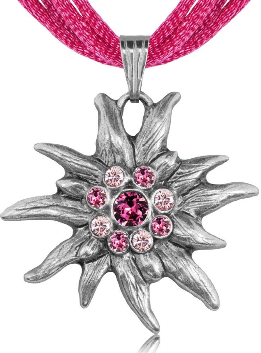 Schmuck P.S. Schuhmacher | Edelweis Halskette Mit Kristallen Von Swarovski® - Fuchsia