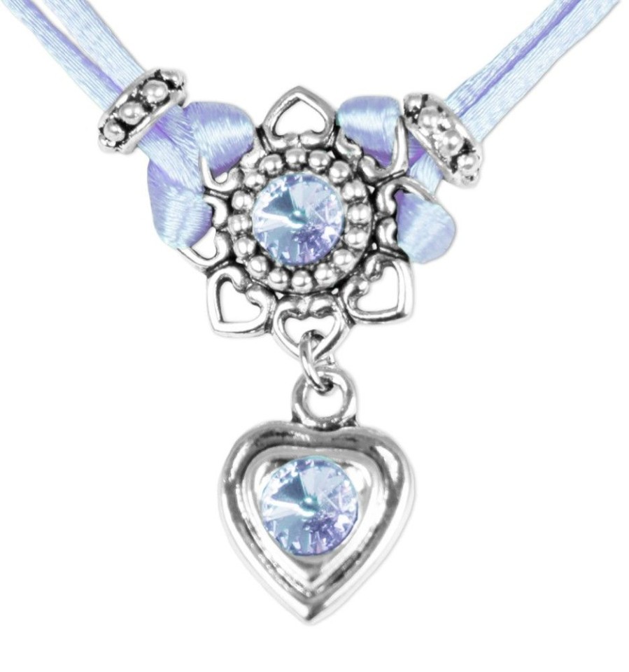 Schmuck LUISIA® | Luisia® Halskette Chiara Mit Herzblute, Strassherz Und Kristallen Von Swarovski® - Taubenblau