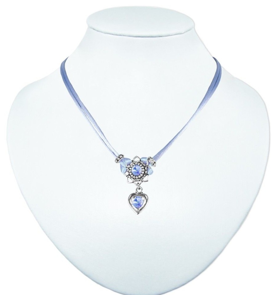 Schmuck LUISIA® | Luisia® Halskette Chiara Mit Herzblute, Strassherz Und Kristallen Von Swarovski® - Taubenblau