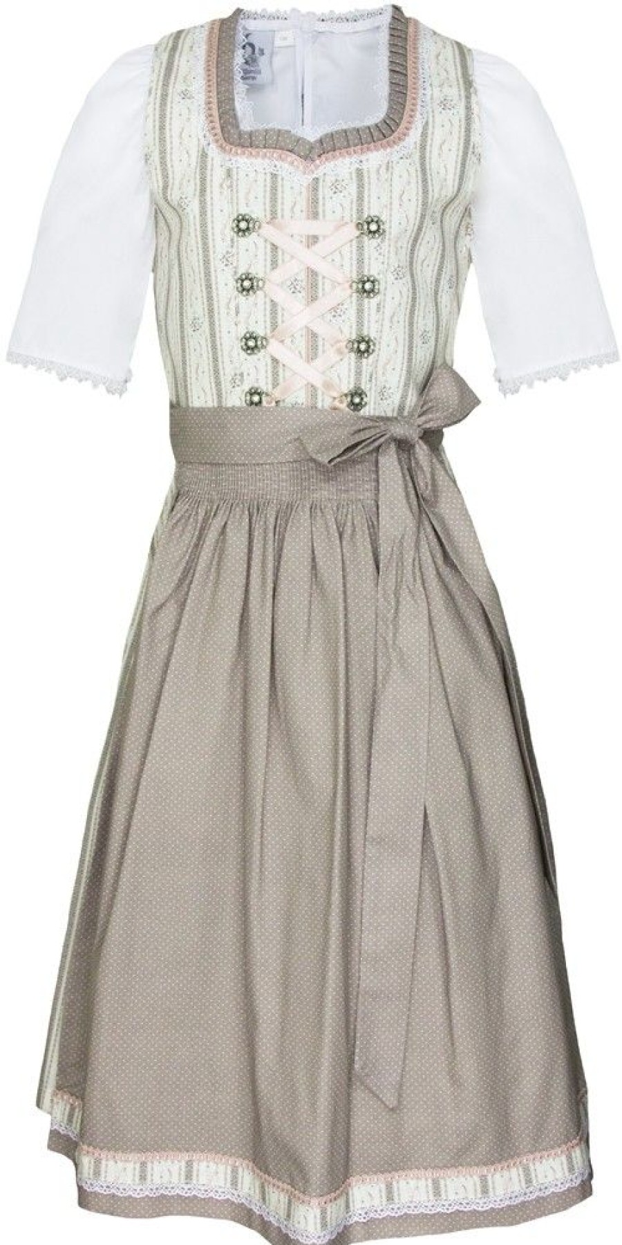 Madchen Bergweiss Trachten Dirndl | Bergweiss Trachten Kinder Dirndl Dorisa - Creme / Taupe / Rosa