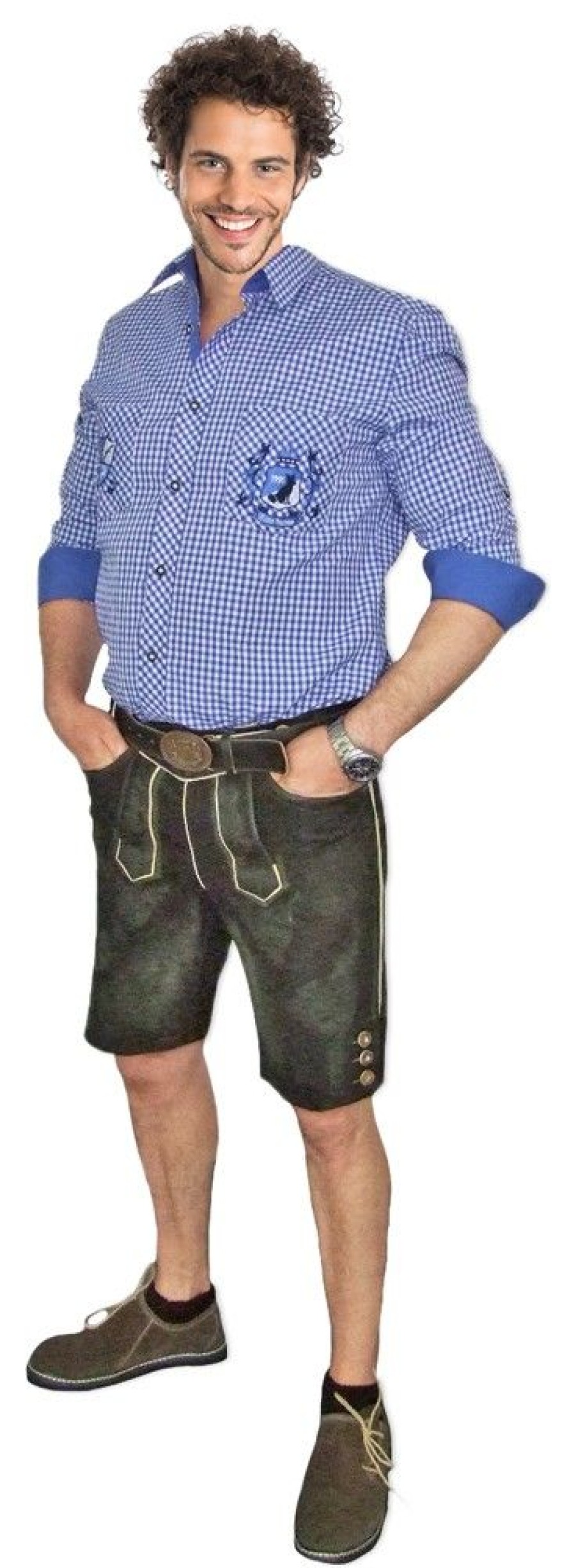 Herren Country Maddox Lederhosen | Maddox Kurze Lederhose "Ammersee" Mit Gurtel | Antik Cappuccino