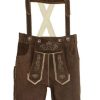 Herren Country Line Lederhosen | Country Line Kniebund Lederhose Franz Mit Stegtragern - Dunkelbraun