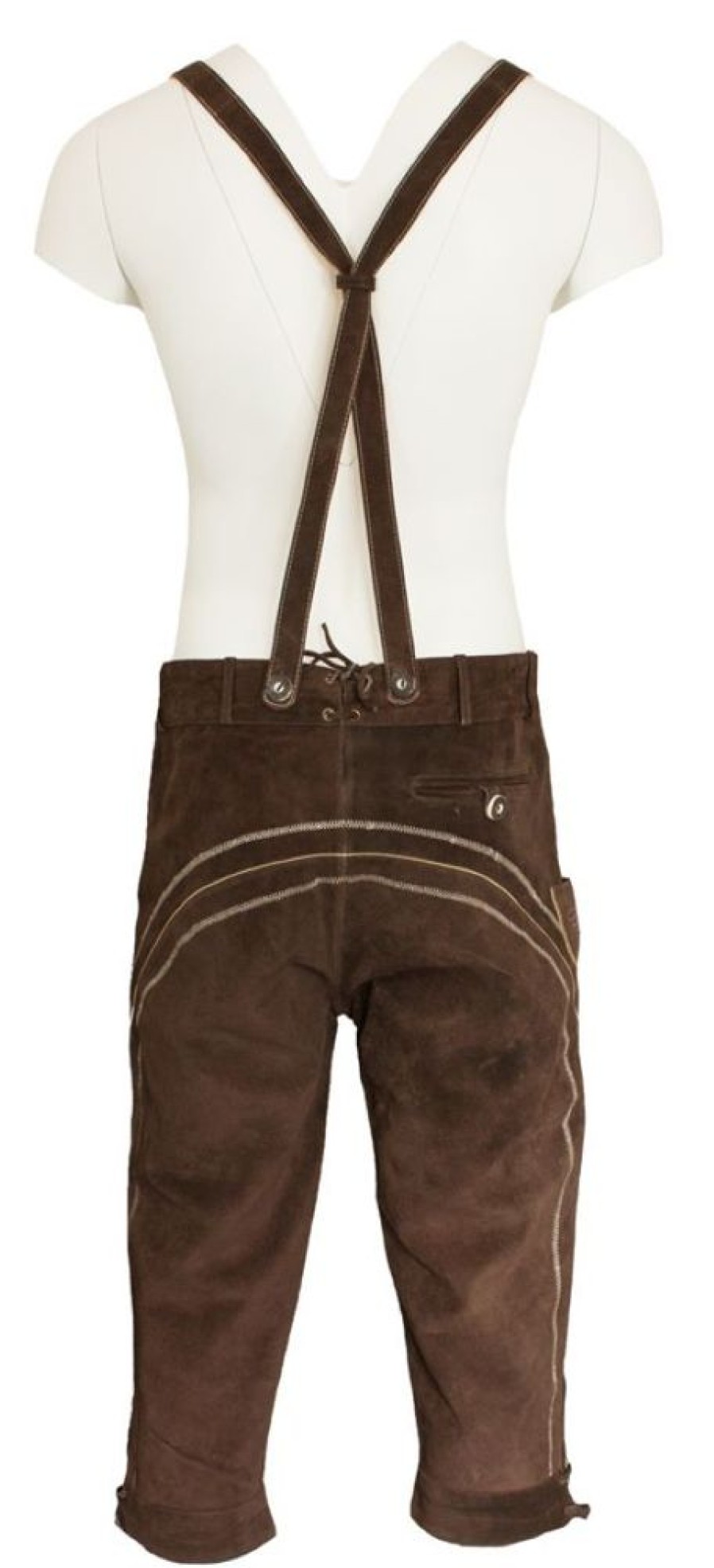 Herren Country Line Lederhosen | Country Line Kniebund Lederhose Franz Mit Stegtragern - Dunkelbraun