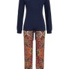 Damen Ringella Nachtwasche | Ringella Damen Langarm Pyjama "Cherie Line" 2571214 | Oriental Night - Blau