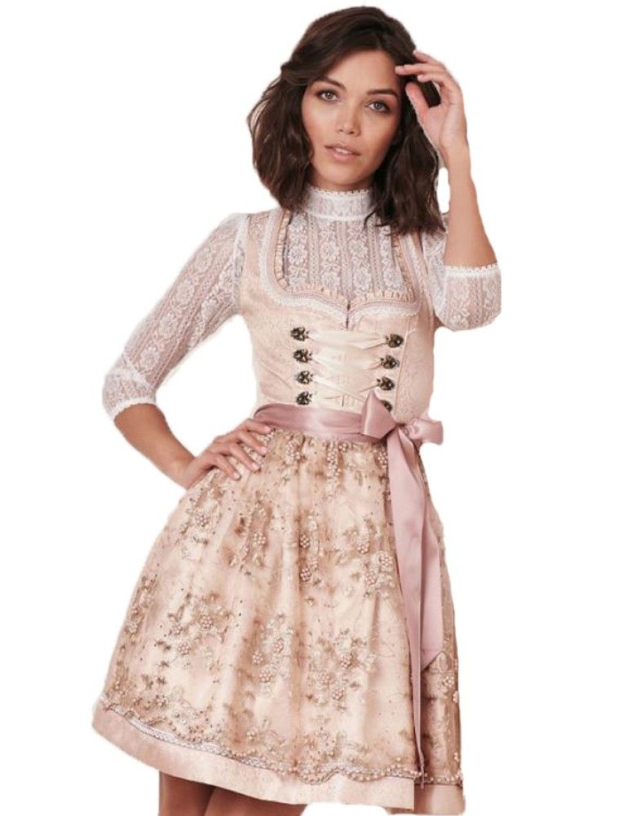 Damen Krüger MADL Dirndl | Kruger Dirndl "Kailia" Spitzenschurze 417565 | Rosa 50Cm