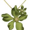 Schmuck LUISIA® Halsketten | Luisia® Halskette Nelia Mit Blumen - 16 Karat Vergoldet Olivgrun