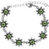 Schmuck Trachtenland | Silbernes Strass Armband Mit Bluten - Hellgrun