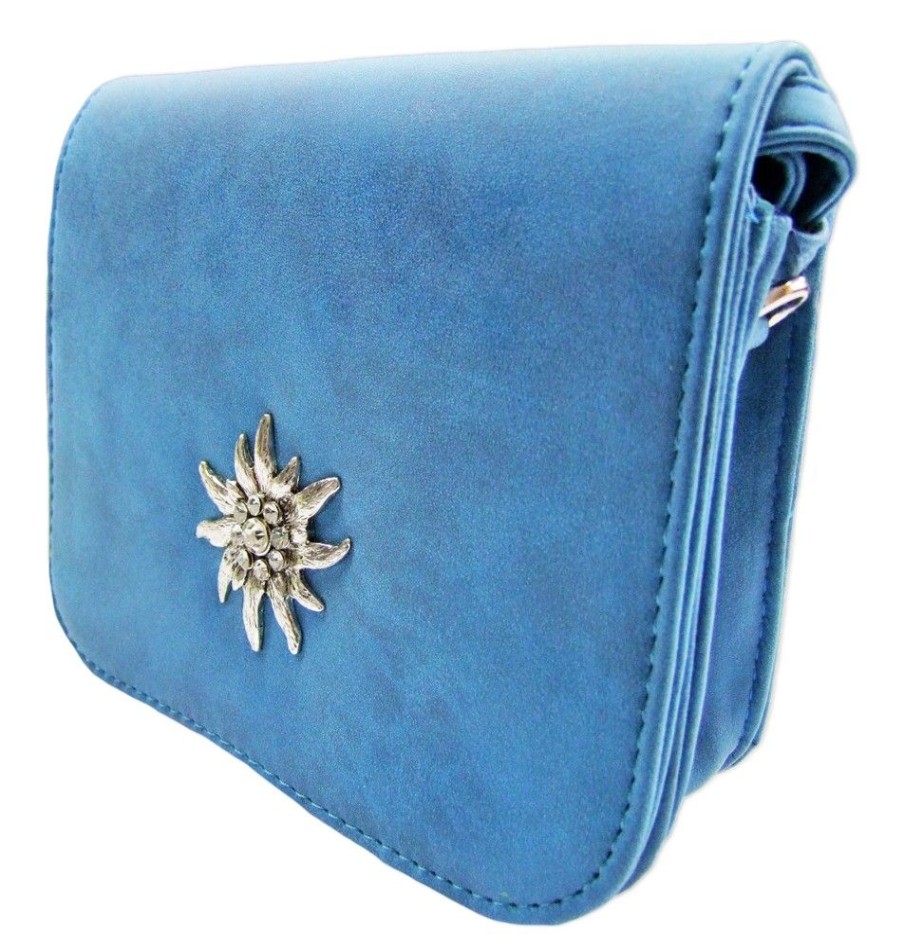 Damen Trachtenland Handtaschen | Trachtentasche Mit Edelweis Applikation Blau