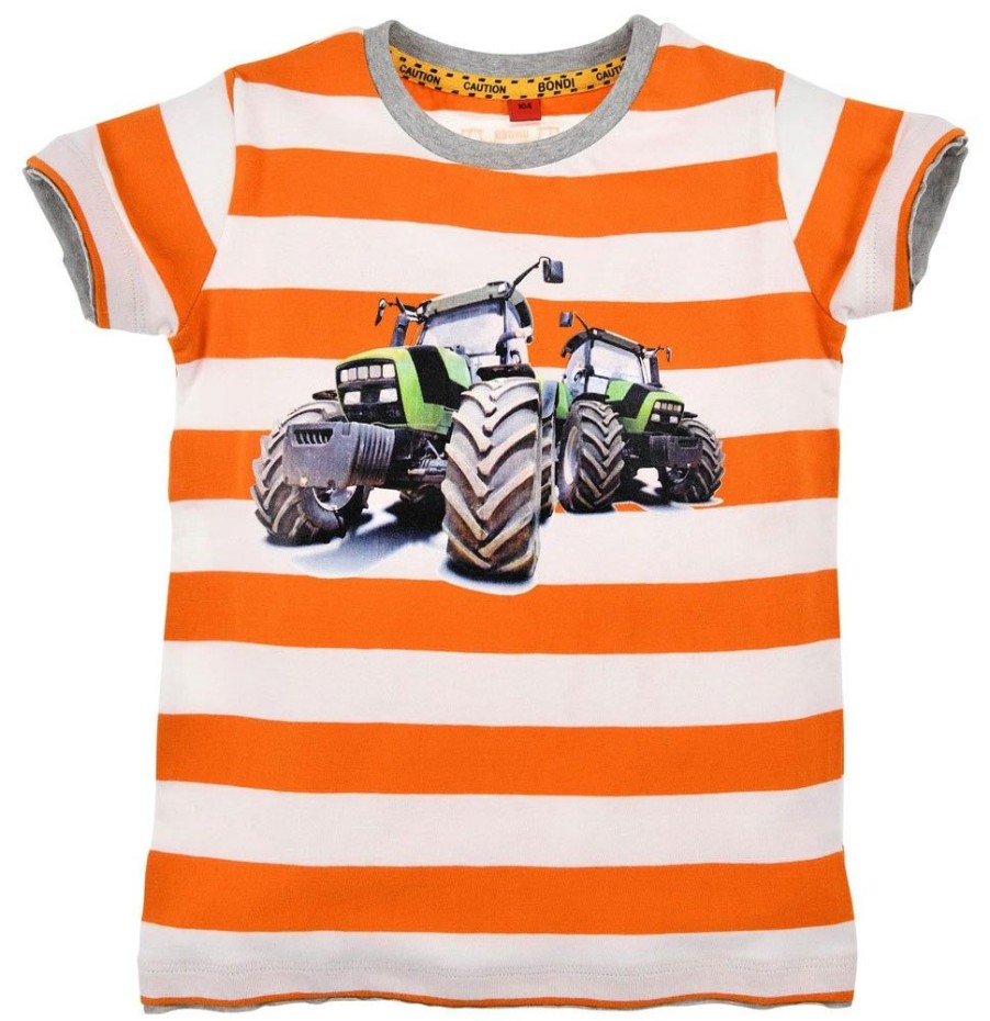 Jungen BONDI Shirts | Bondi T-Shirt "Traktor" Fur Jungen 33121 | Orange / Weis