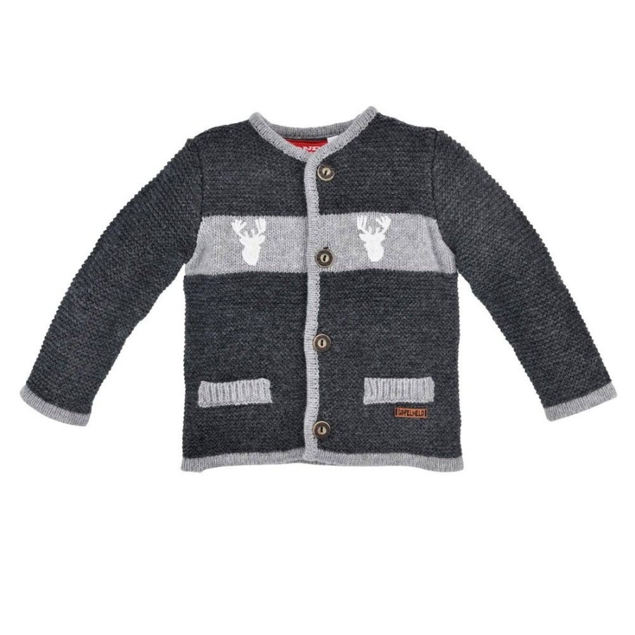 Jungen BONDI Jacken | Bondi Jungen Strickjacke "Lausbub" 91583 | Anthrazit Melange