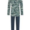 Herren Ringella Nachtwasche | Ringella Herren Langarm Pyjama "Camouflage" 2541202 | Olivgrun