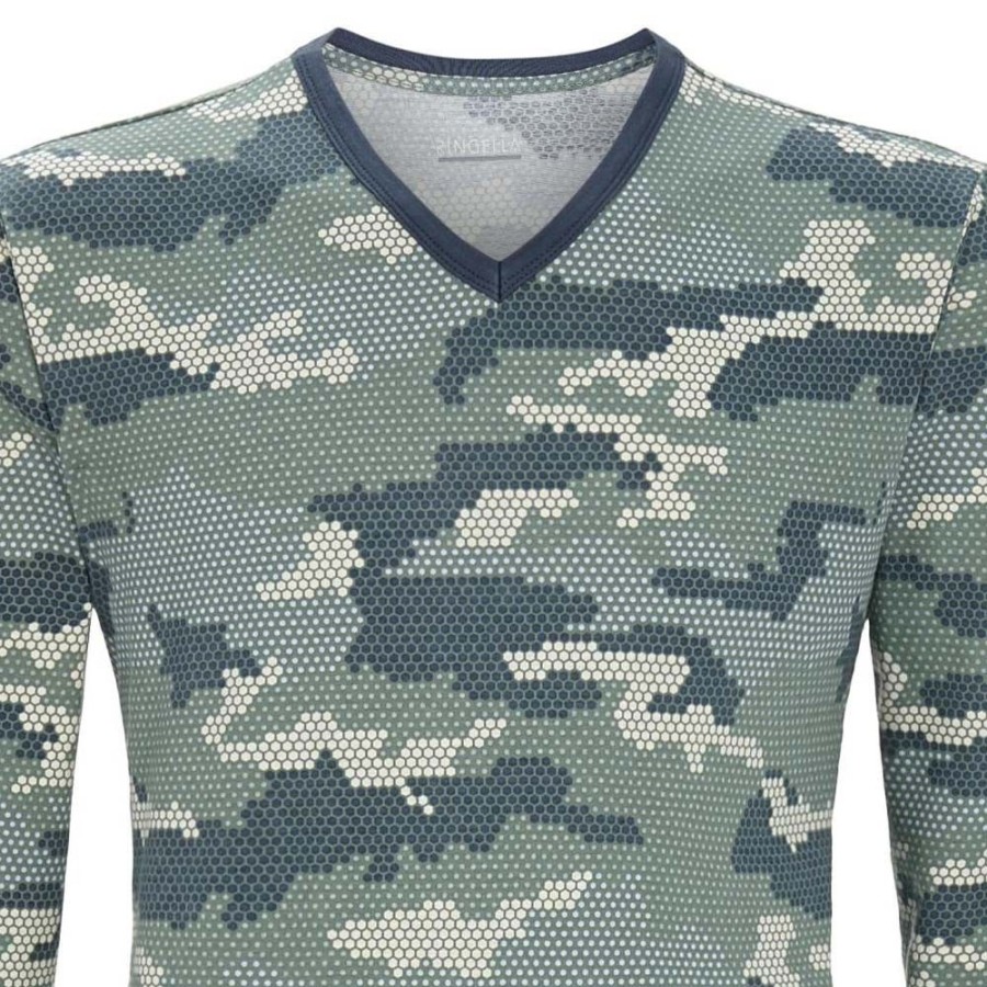 Herren Ringella Nachtwasche | Ringella Herren Langarm Pyjama "Camouflage" 2541202 | Olivgrun