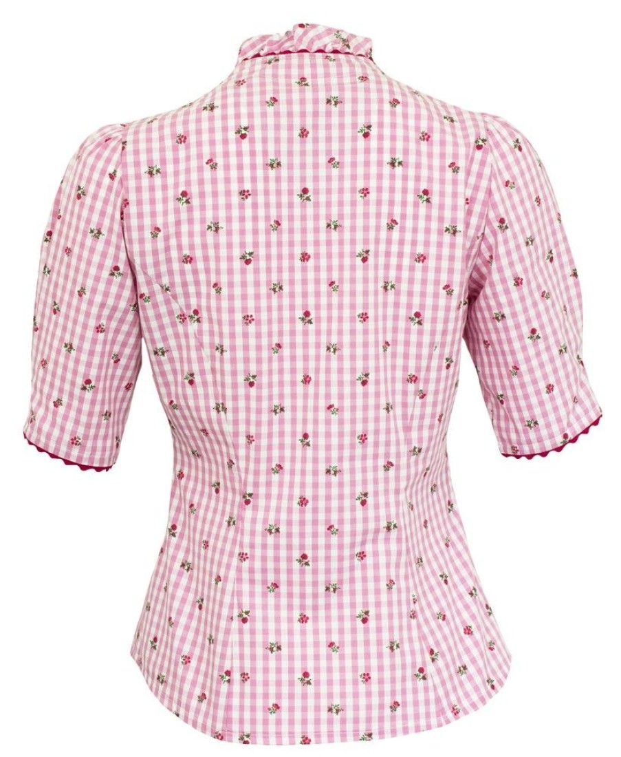 Damen Trachtenland Blusen & Shirts | Pierre Marcel Damen Blumchen Trachtenbluse Amelie Mit Stehkragen - Rosa