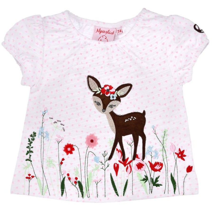 Madchen BONDI Fur´S Baby | Bondi T-Shirt "Bambi" Fur Babys Und Madchen 86617 - Weis / Bunt | Kurzarmshirt