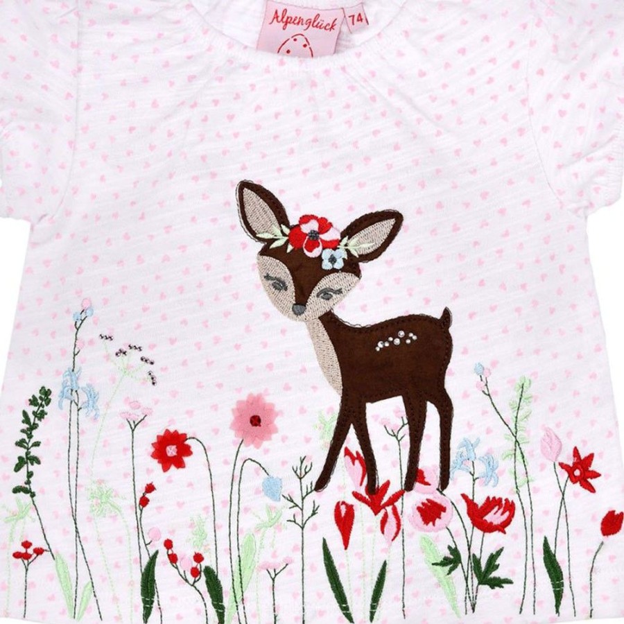 Madchen BONDI Fur´S Baby | Bondi T-Shirt "Bambi" Fur Babys Und Madchen 86617 - Weis / Bunt | Kurzarmshirt