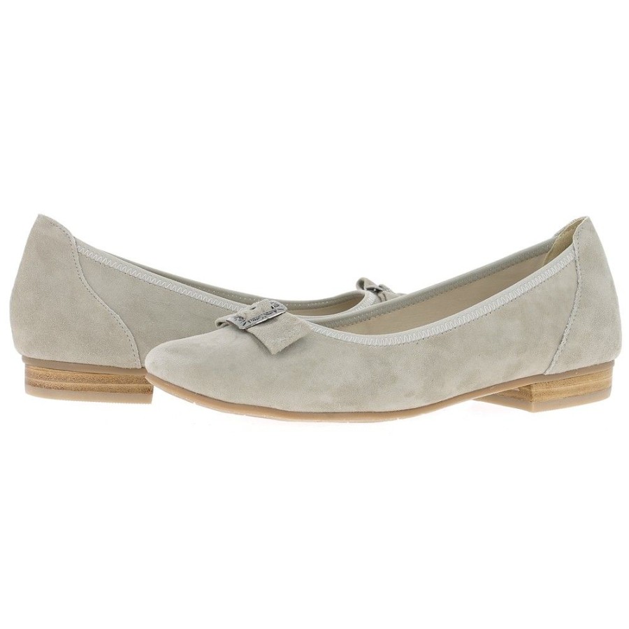 Damen Hirschkogel Ballerinas | Hirschkogel Damen Ballerinas "Lea" Mit Zierschnalle 3005707 | Wildleder Taupe