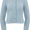 Damen Huber Mode & Tracht Trachtenjacken | Huber Trachten Strickjacke "Issy" Fur Damen - Eisblau