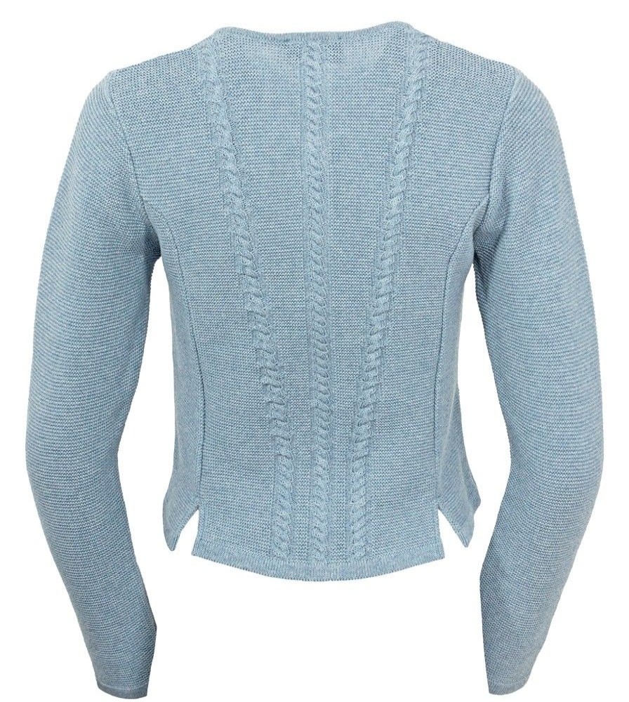 Damen Huber Mode & Tracht Trachtenjacken | Huber Trachten Strickjacke "Issy" Fur Damen - Eisblau