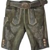 Herren Maddox Lederhosen | Maddox Kurze Lederhose "Ammersee" Mit Gurtel | Antik Smoke