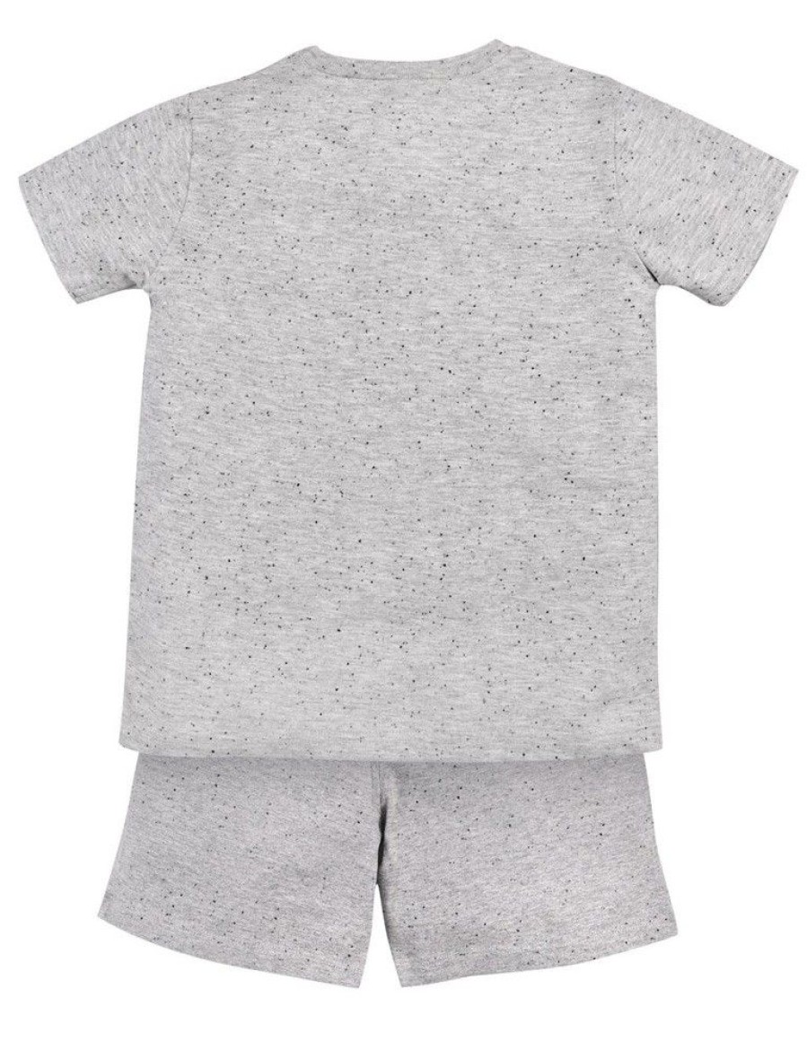 Jungen BONDI Shirts | Bondi Jungen Shorty Sommerpyjama "Traktor" 33188 | Grey Melange