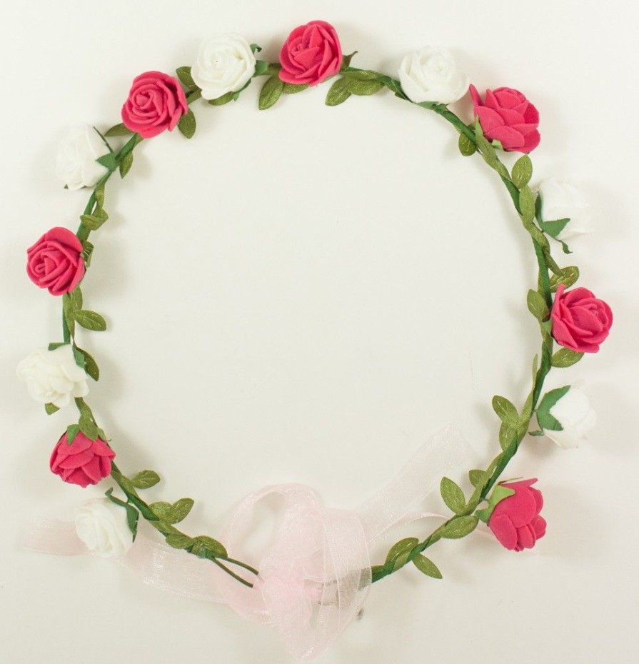 Madchen Trachtenland Hute & Haarschmuck | Blumenkranz Marina Mit Roschen Zum Binden - Pink