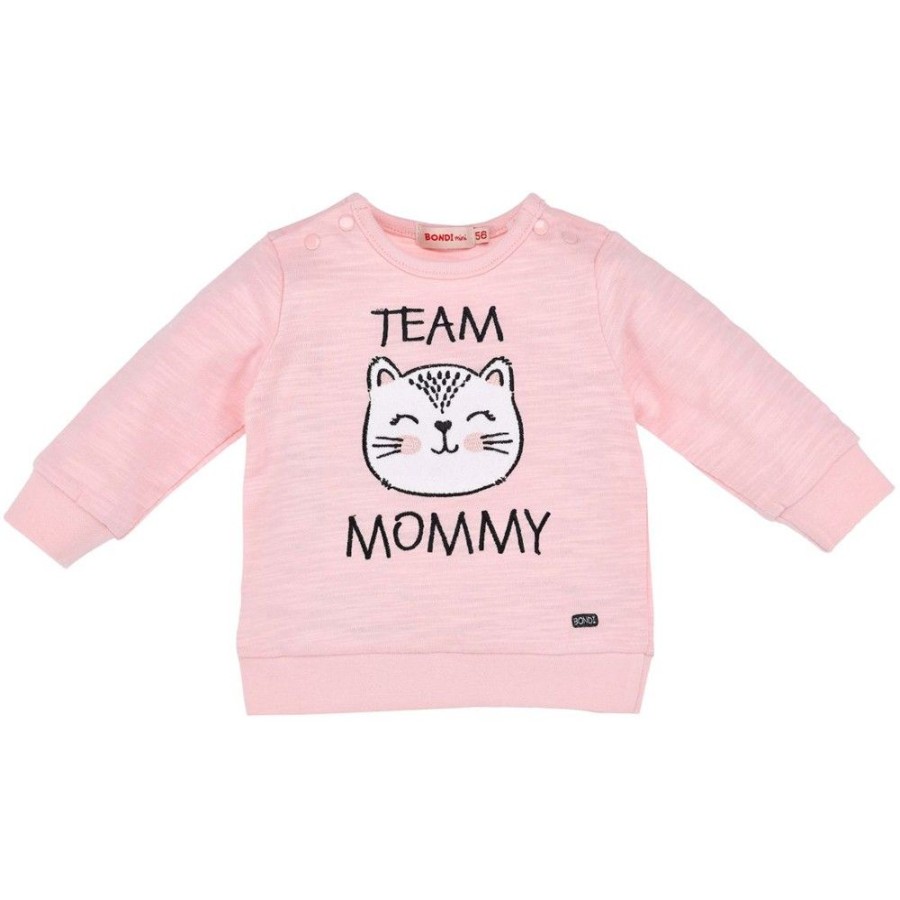 Madchen BONDI Fur´S Baby | Bondi Baby Langarmshirt "Katzchen" 93701 - Apricot / Schwarz | Pullover