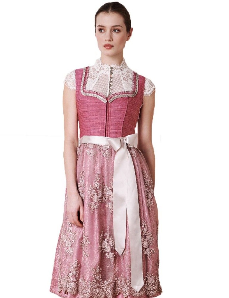 Damen KRÜGER COLLECTION Dirndl | Kruger Dirndl "Pati" Mit Spitzenschurze 116165 | Pink 70Cm