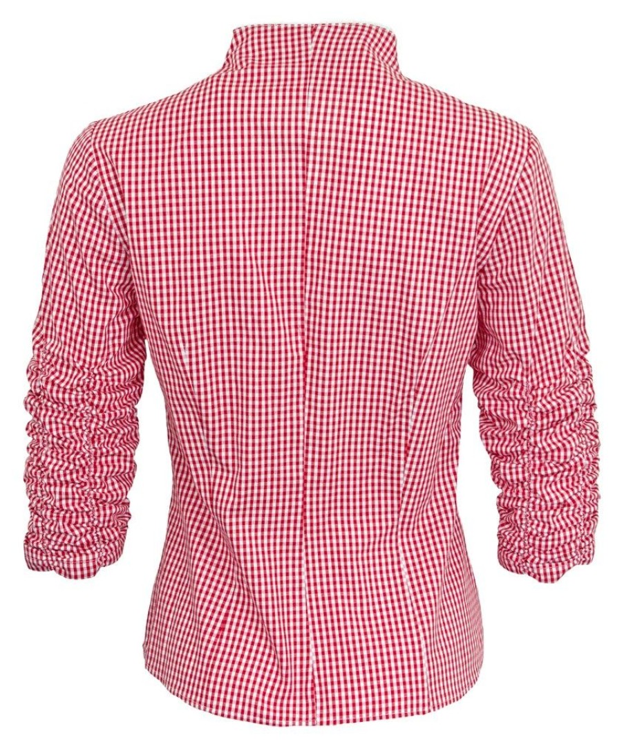 Damen Hiebaum Blusen & Shirts | Hiebaum Damen Langarm Trachten Bluse "Nora" | Rot