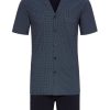 Herren Ringella Nachtwasche | Ringella Herren Shorty Im Hemdstyle 2241302 - Marine | Sommerpyjama