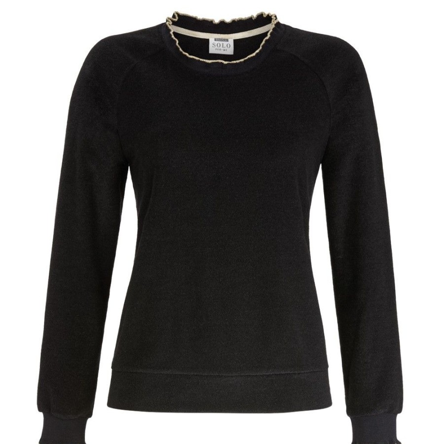 Damen Ringella Nachtwasche | Ringella Damen Pullover Aus Frotteeflausch 2538403 | Schwarz