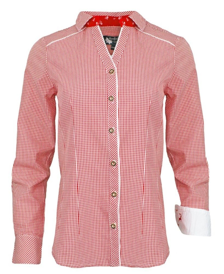 Damen Maddox Blusen & Shirts | Maddox Damen Langarm Trachtenbluse Innsbruck - Rot