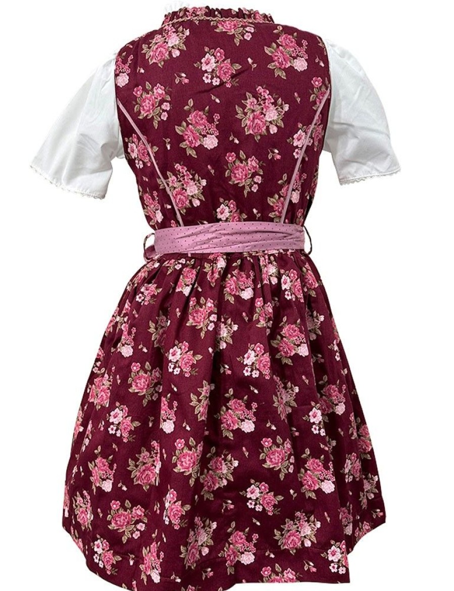 Madchen Isar-Trachten Dirndl | Isar-Trachten Kinder Dirndl "Emma" 3-Tlg. Mit Bluse 63102 | Beere Rosa