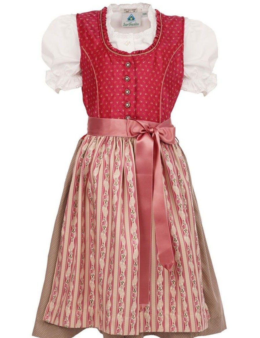 Madchen Isar-Trachten Dirndl | Isar-Trachten Kinder Dirndl "Nadine" 3-Tlg. Mit Bluse 43232 | Festlich Beere Taupe