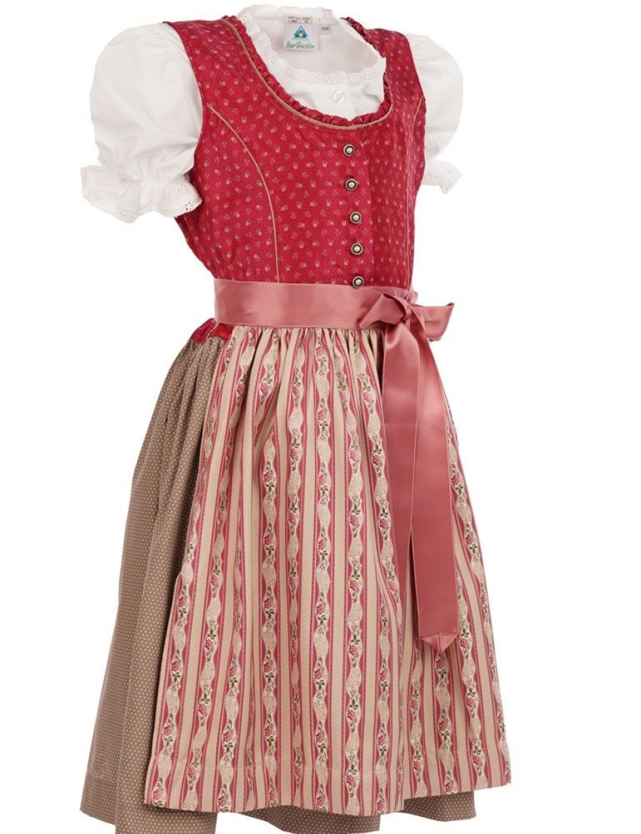 Madchen Isar-Trachten Dirndl | Isar-Trachten Kinder Dirndl "Nadine" 3-Tlg. Mit Bluse 43232 | Festlich Beere Taupe