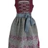 Madchen Isar-Trachten Dirndl | Isar-Trachten Jugend Dirndl "Karina" Florales Muster 44732 | Bordeaux Silbergrau