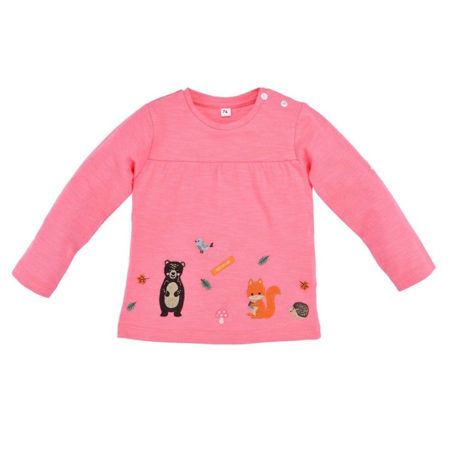 Madchen BONDI Fur´S Baby | Bondi Baby Madchen Langarmshirt "Waldtiere" 86662 | Candy Rosa