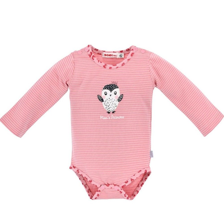 Madchen BONDI Baby Bodys | Bondi Baby Langarmbody "Mom'S Princess" Geringelt 86514 | Rosa