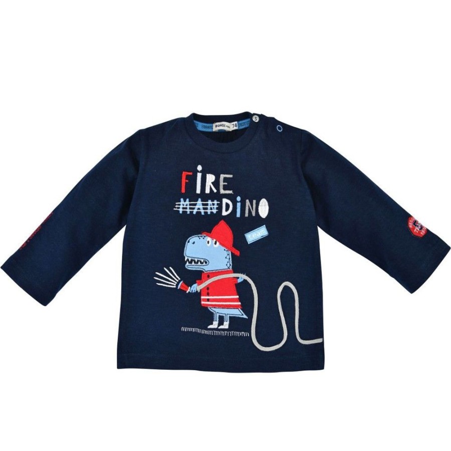 Jungen BONDI Fur´S Baby | Bondi Baby Kinder Langarmshirt "Fire Dino" 91431 | Navy