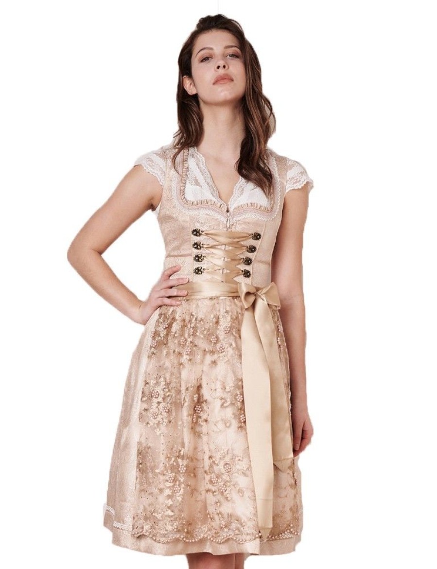 Damen Krüger MADL Dirndl | Kruger Dirndl "Kailia" Spitzenschurze 417565 | Natur 60Cm