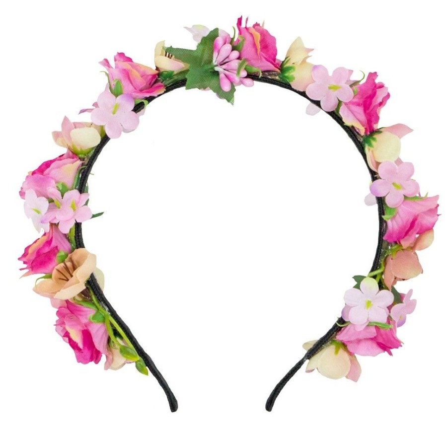 Madchen Trachtenland Hute & Haarschmuck | Blumen Haarreif "Sabia" Mit Rosen Und Bluten | Pink Creme