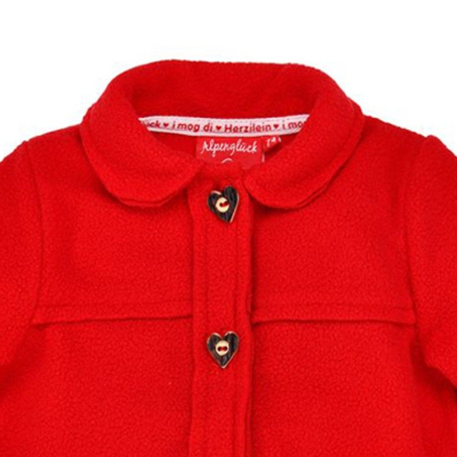 Madchen BONDI Jacken | Bondi Madchen Trachten Fleecejacke "Herzilein" 86624 - Rot | Kinderjacke