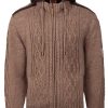 Herren Maddox Janker & Strickjacken | Maddox Herren Trachten Strickjacke "Waidsee" Mit Kapuze | Braun