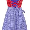 Damen Maddox Dirndl | Maddox Dirndl "Achensee" Traditionell | Rot Kobalt 55 Cm